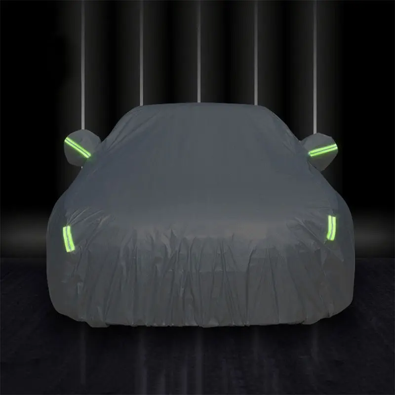 Full Car Cover, 190T Polyester UV‑Protection All‑Weather Vehicle Cover with Reflective Strips, Car Exterior Protective Accessory for Sedan