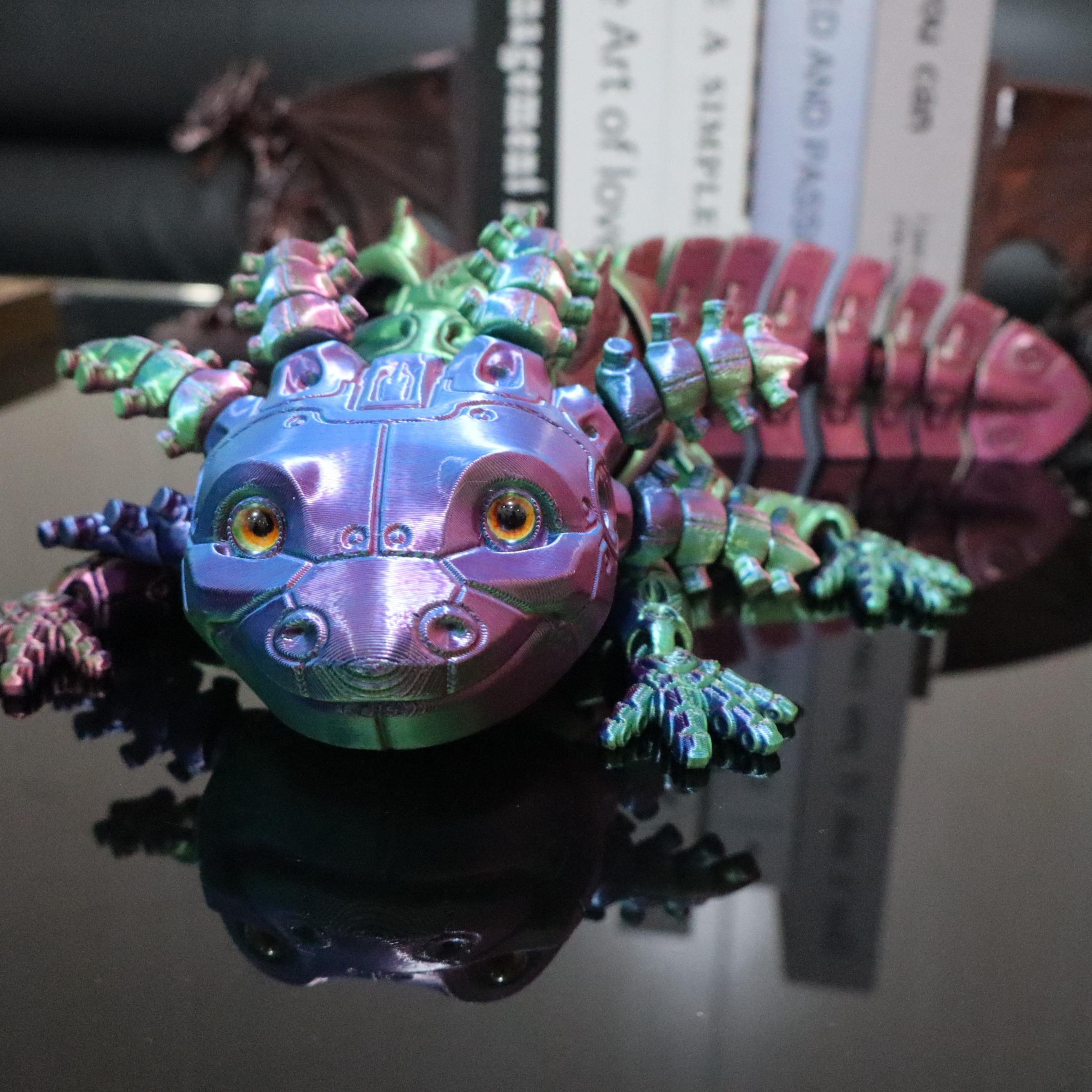 3D Printed Axolotl Figurine, Detailed Robot Axolotl Toy, Home Decor, Desk Ornament, Unique Gift for Robot & Future Collectors