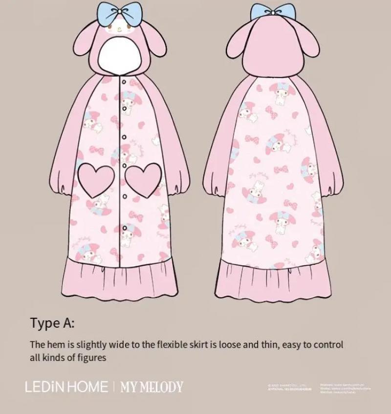 Kawaii My Melody Women Plush Pajamas Robe Set Homewear Cartoon Winter Long Style Thickened Nightgown Pants Anime Sweet Cartoon