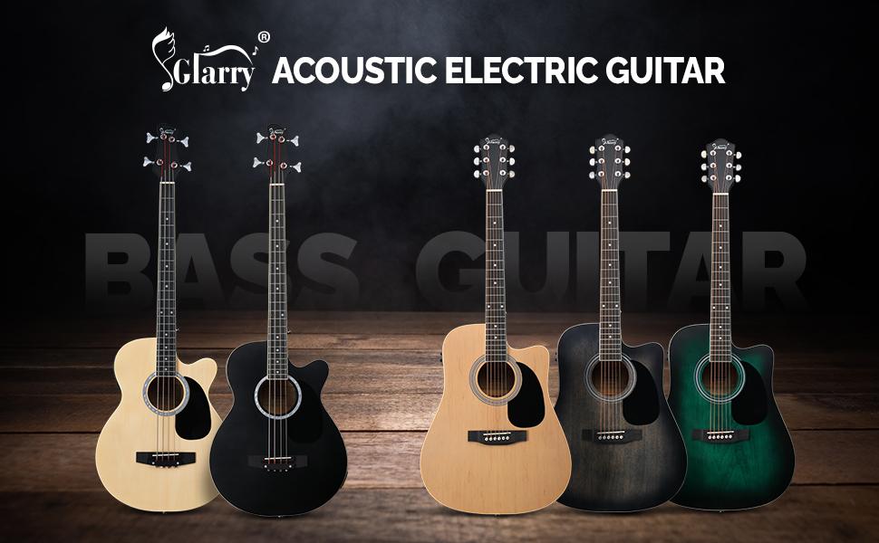 GLARRY Full Size 6 Strings Acoustic Electric Guitar Beginner Kit w/ 15W Amp, Cutaway 41 Inch Electric Acoustic Guitar w/Inbuilt Tuner, Bag, Strap, Picks, Strings, Basswood Guitarra