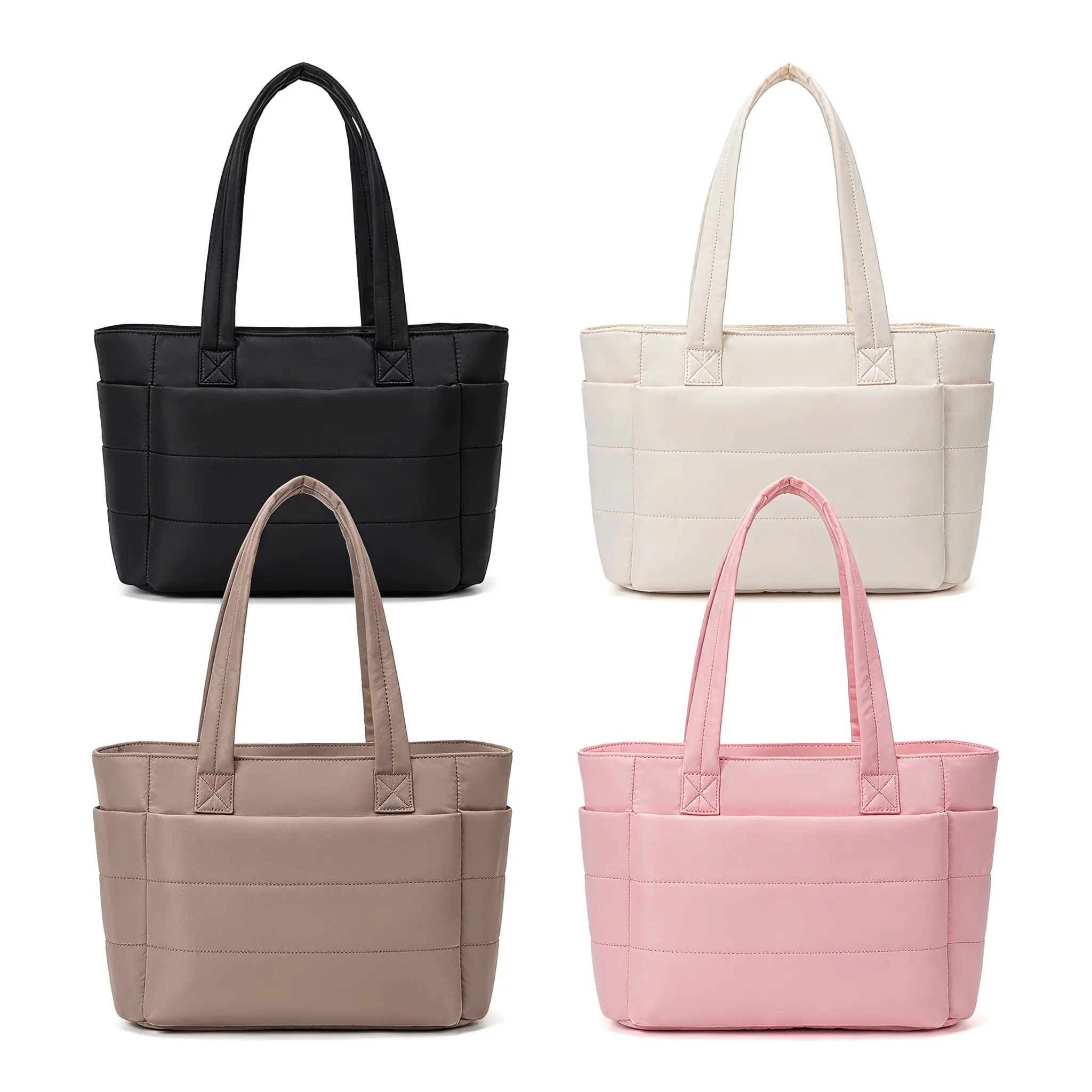 Quilted Tote Bag Large Capacity 20 35L For Women Commute Yoga Gym Packable Lightweight Shoulder Bag Solid Color Storage For Office Travel,back to school,back to school haul
