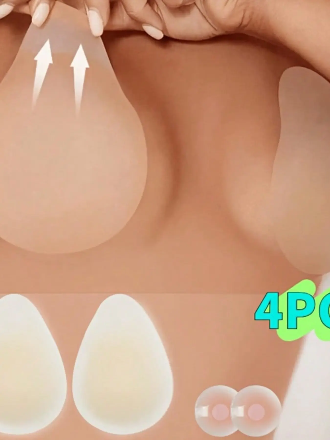 Women Seamless Invisible Silicone Bra Petals, 2 Pairs Reusable Self Adhesive Breast Lift Tape, Daily Wedding Party Dress Accessories