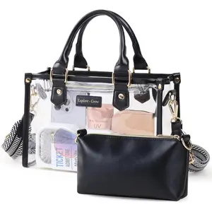 Clear Tote Bags for Women - Clear Bag for Stadium Events with Privacy Inner Bag for Sport Events Concerts Festivals(Gift)