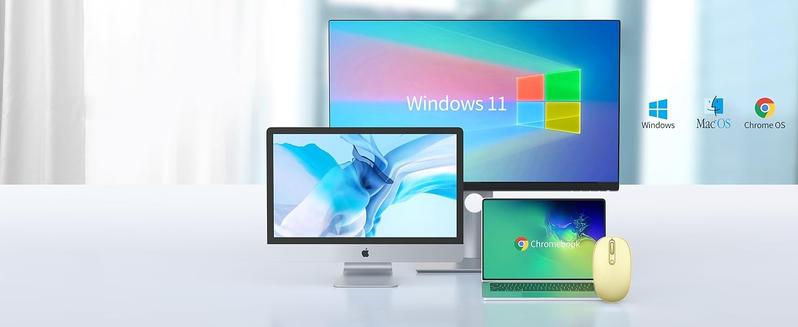 X-MUP05  Wireless Mouse, 2.4G Quiet Computer Mouse with USB Receiver, 4 Buttons Portable Cordless Mice for Chromebook, Laptop, PC, Mac, 800/1200/1600 DPI - Yellow