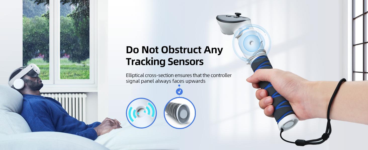 Handle Attachments Compatible with Meta/Oculus Quest 3/Quest 3S Controller Accessories, Controller Extension Grips for VR Game Gorilla Tag Long Arms Sticks,Beat Saber Handle