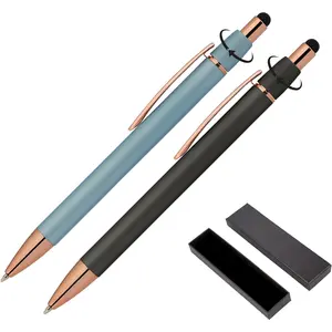 Fidget Pen for Adults - 2 Pack Stress Relief Pens with Gift Box - ADHD Anxiety - Metal with Rubber Grip - Focus for Office, Work (Black-Blue)fidget toys