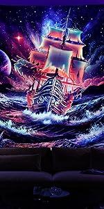 Black and White Tapestry Starry Night Mountain Tapestry Aesthetic Moon Wall Tapestry Nature Forest Tapestry Galaxy Space Tapestry Wall Hanging for Home Decor(51.2"x59.1")