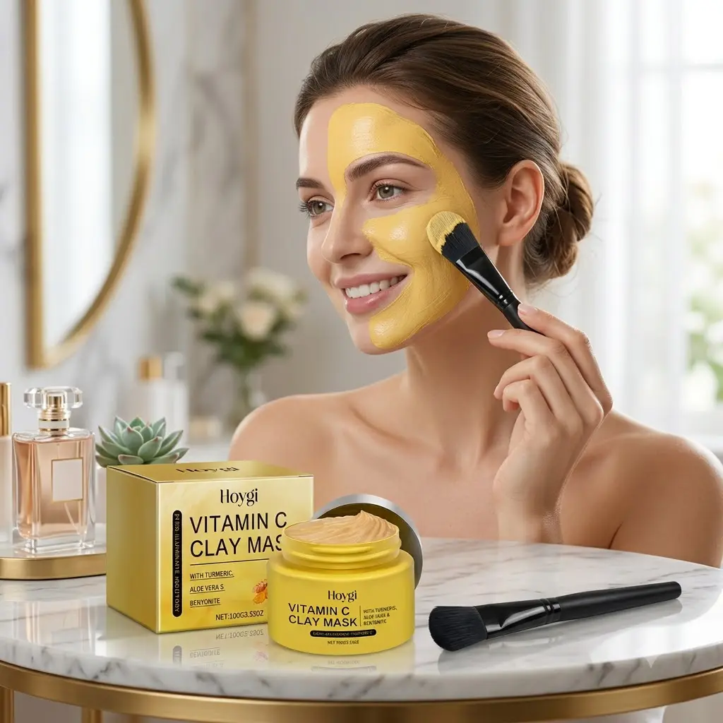 Vitamin C Turmeric Clay Mask, Brightening Hydrating Wash-Off Face Mask for Dull-Looking Skin, Deep Cleansing Facial Mud Mask for Pores, Moisturizing At-Home Spa Facial, Gentle Skin Care