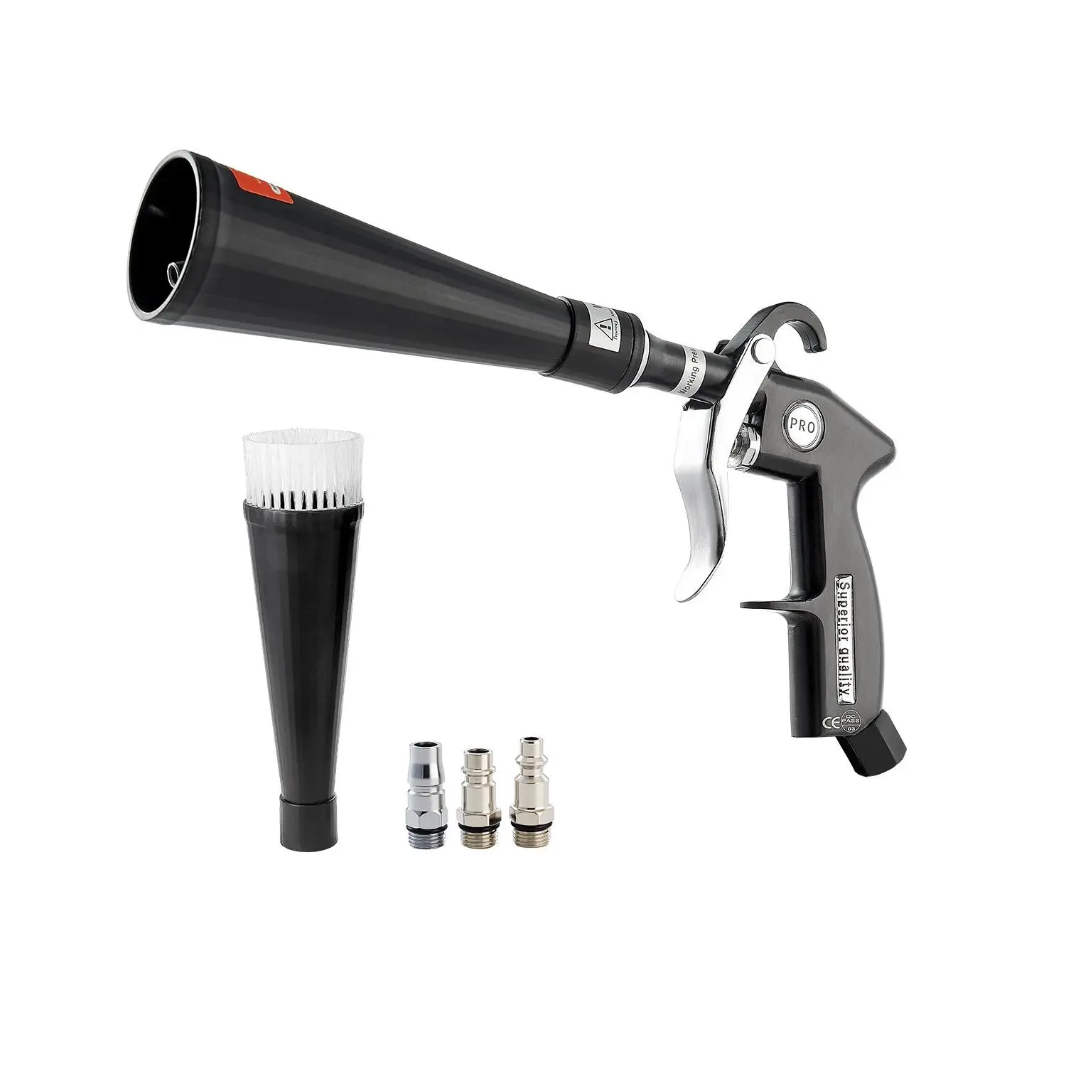 VEVOR Car Cleaning Gun, 6-9.2 Bar (80-160psi) High-Pressure Air Blow Gun with 2 Nozzles & Ergonomic Handle, 360° Rotation Nozzle for Seats & Car Doors, Blows Dust Quickly, Compatible with 1/4 NPT Air Compressor