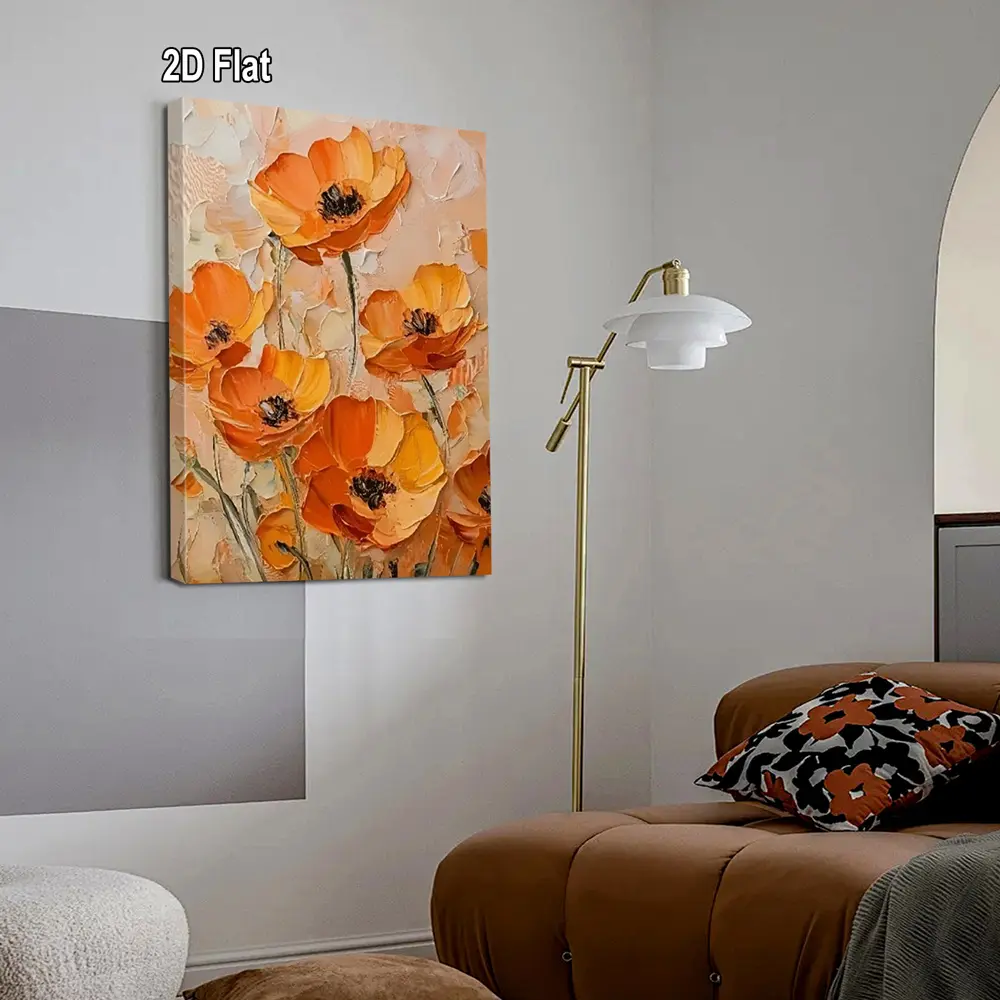 Framed Wrapped Canvas Wall Art 5 Pieces,Orange Poppy Canvas Wall Art, 2D Flat Print Home Decor For Bedroom Living Room Office, Ideal Gift For Christmas Thanksgiving Birthday Housewarming, Aesthetic Wall Decor For Men And Women.