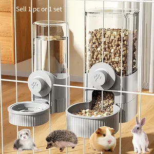 1.2L Large Capacity Pet Automatic Feeder Waterer, Hanging Pet Bowl for Rabbits, Cats, Dogs, Guinea Pigs, Auto Refill Food and Water