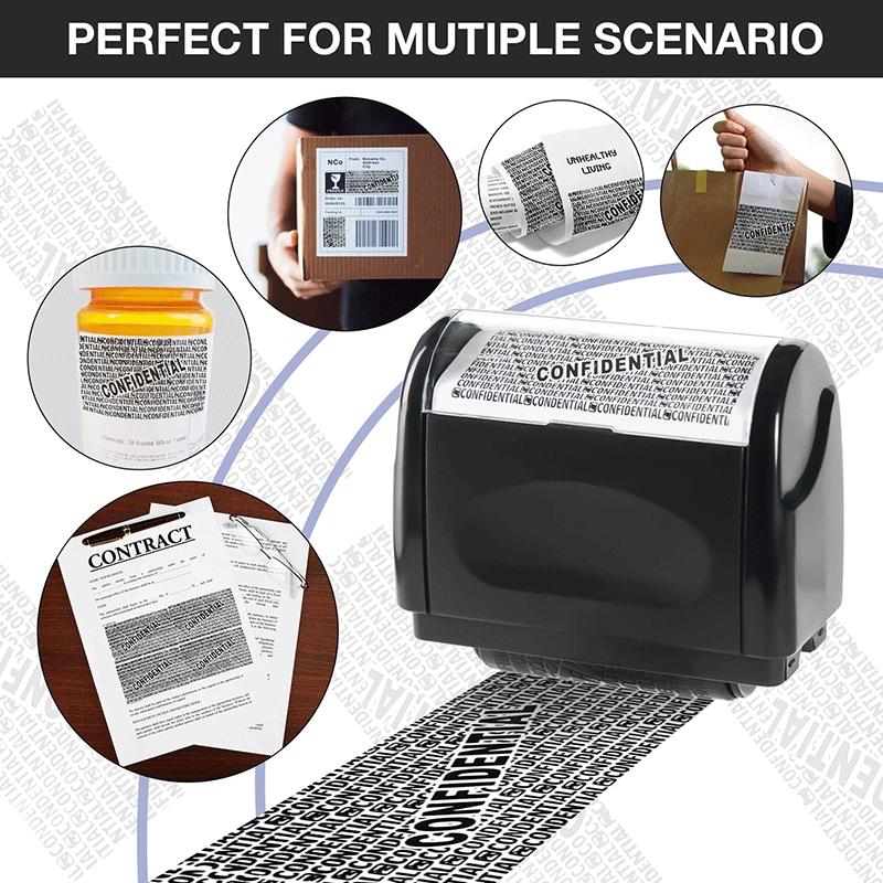 Identity Theft Protection Roller Stamp Set, 2-Pack with 4 Refills, Blocks ID & Address Info, Essential for Home & Office Security