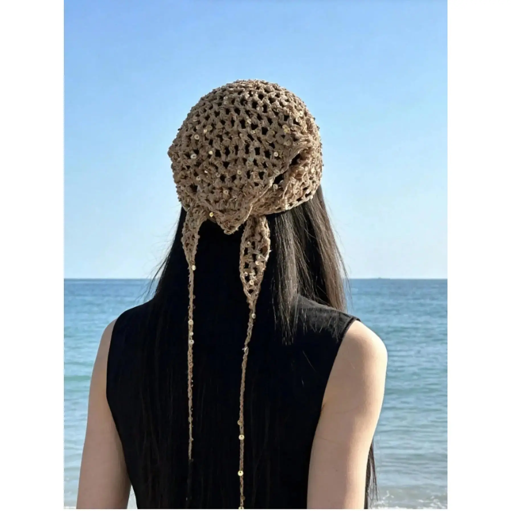 Sequin Lace-Up Triangular Scarf for Women - Summer Fashion Headband Headscarf, Boho Style Versatile Multi-Functional Bohemian Vintage Y2K Street Daily Wear Festival Beach Vacation Gift