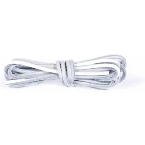 Leather Laces, 100% genuine quality leather shoe boot laces, made Europe, 1 pair, multiple colours and lengths (120 cm - 48 inch - 6 to 8 eylet pairs / 01 - white)