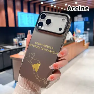 Phone Case for iPhone 17 16 15 14 Pro Max 13 12 11 XR XS Plus Air E Nicaragua Gold Map Pattern Anti-Scratch Shockproof Pocket-Friendly durable Cover Cellphone Protective