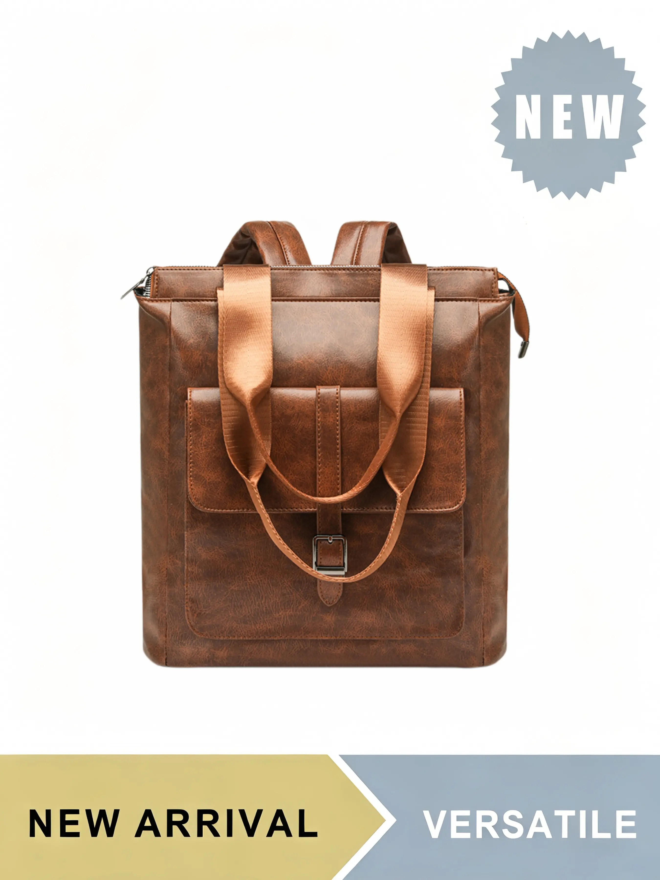 Women's Vintage PU Leather Backpack Tote, Multi Pocket Backpack, 3-in-1 Convertible Shoulder Bag, Large Capacity Holds 13-inch Laptop, Waterproof Durable Leather, Multi-Compartment Design, Perfect for Daily Commute, Travel, Daily Work Backpack