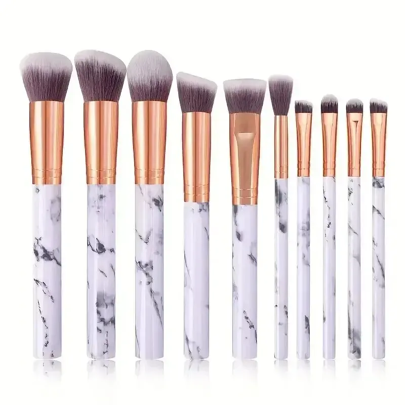 10pcs marble makeup brush, complete set of powder blusher brush, liquid foundation, set makeup, eye shadow, cosmetics brush, Makeup Brushes Set