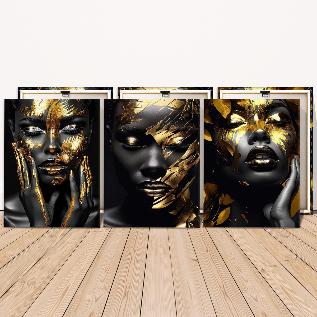 Wooden Framed Canvas Painting, 3 Counts Modern Graffiti Figure Pattern Poster, Fashion Figure Home Decoration, Room Mural, Office Decoration, Wooden Wall Art