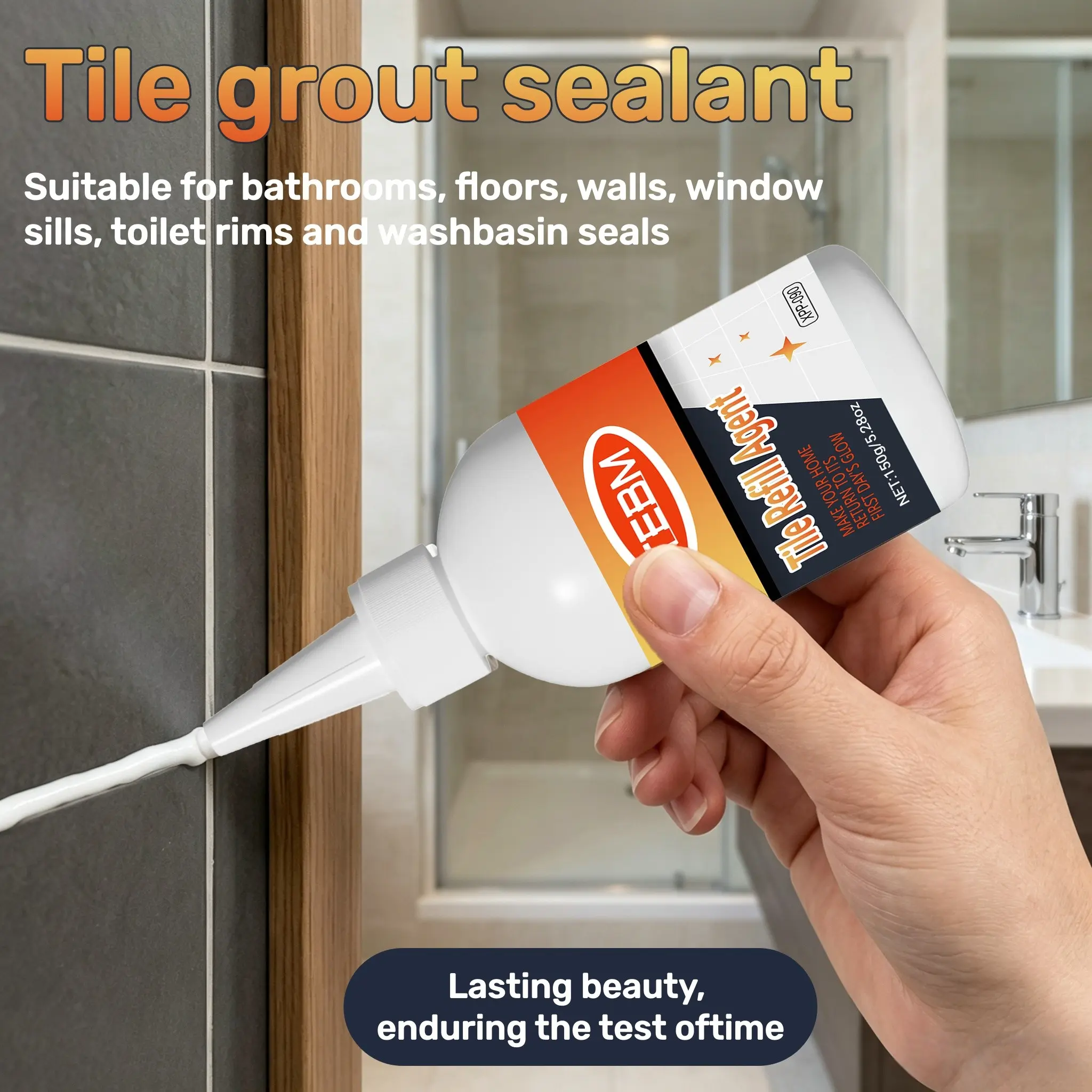 Quick-Dry Tile Grout Sealer, Waterproof Sealant & Stain-Resistant, Fast Curing, DIY Home Repair Kit, Ideal for Bathroom, Floor, Wall, Window Sills