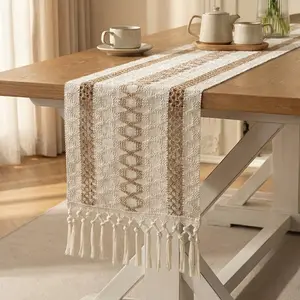 Boho Style Geometric Pattern Tassel DecorTable Runner, 1 Piece Vintage Style LuxurySimple Table Runner, Decorative Tablecloth forHome Party Wedding, Table DecorationSupplies, Versatile Use, Vintage Appeal