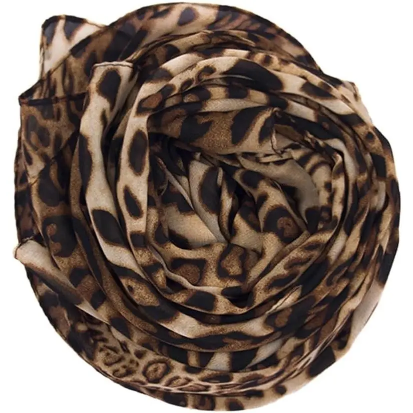 Women's Leopard Animal Print Shawl Scarf - Lightweight, Modern Female Scarf for Casual Outings, Sunscreen, Cold Wash Care