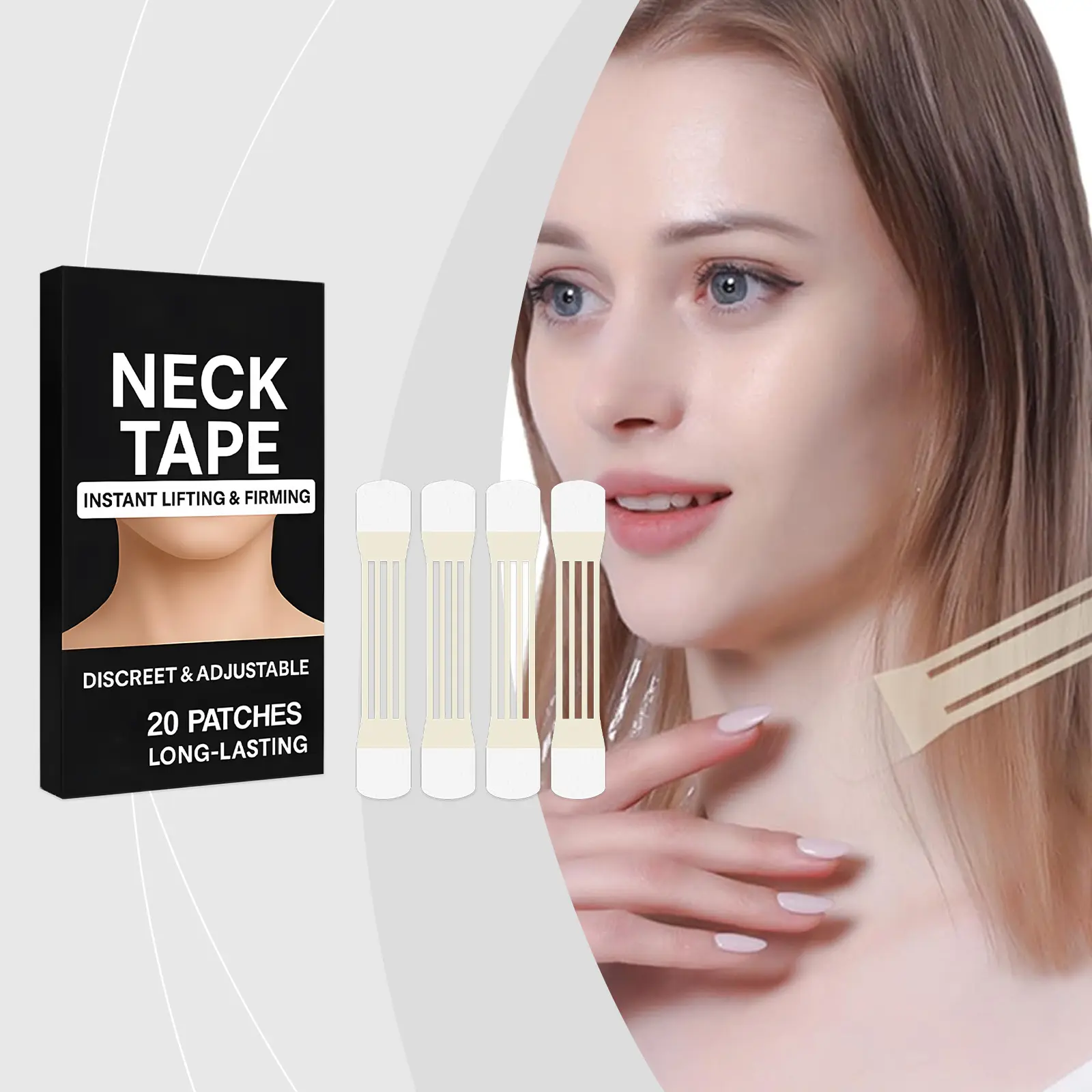 MOSMIA Neck Care Patch, gently fades fine lines and neck wrinkles, softens and tightens skin to define neck contours