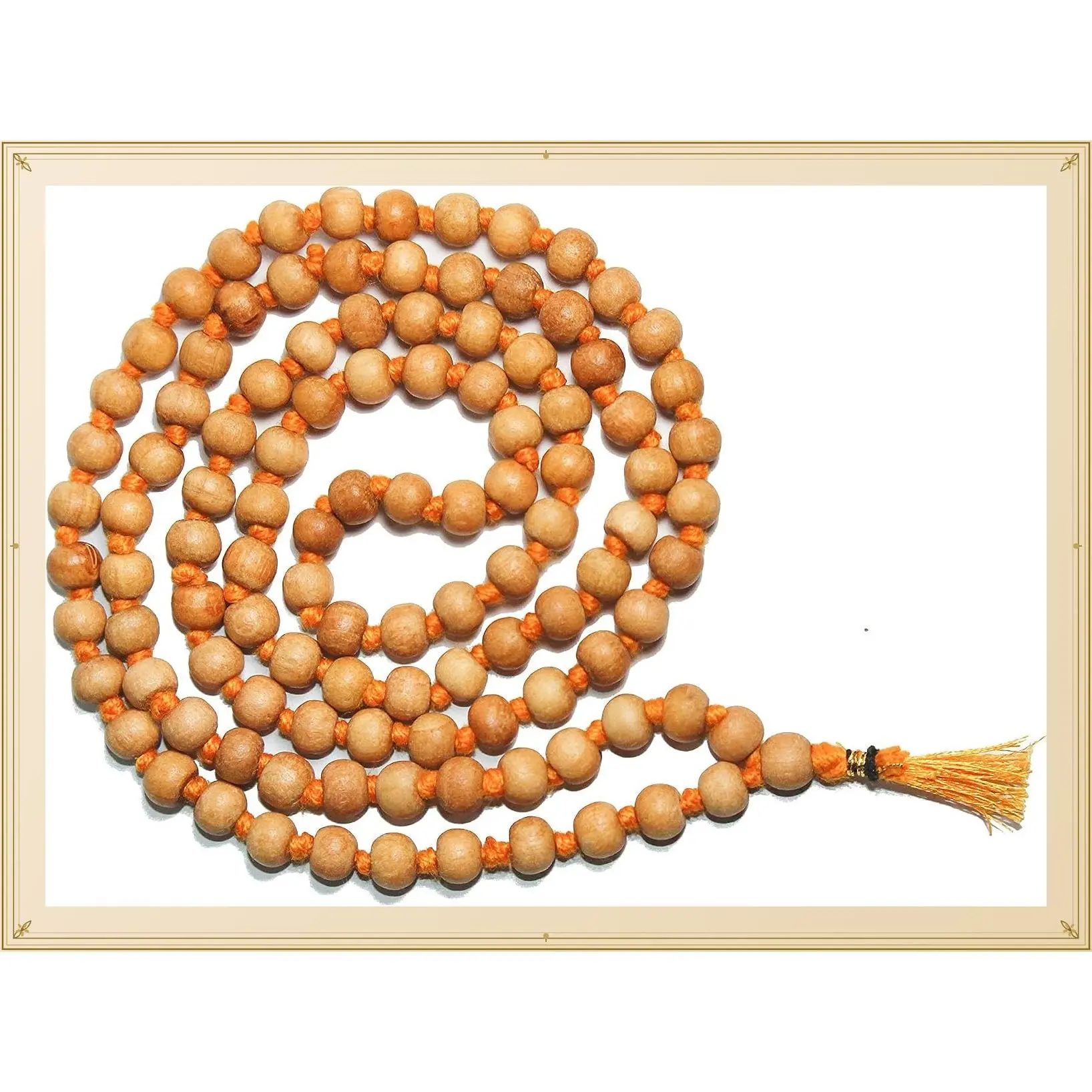 IS4A 8MM TULSI HOLY BASIL PRAYER BEADS JAPA MALA NECKLACE HAND KNOTTED. KARMA (108+1) BEADS. BLESSED & ENERGIZED HINDU TIBETAN BUDDHIST SUBHA ROSARYGift