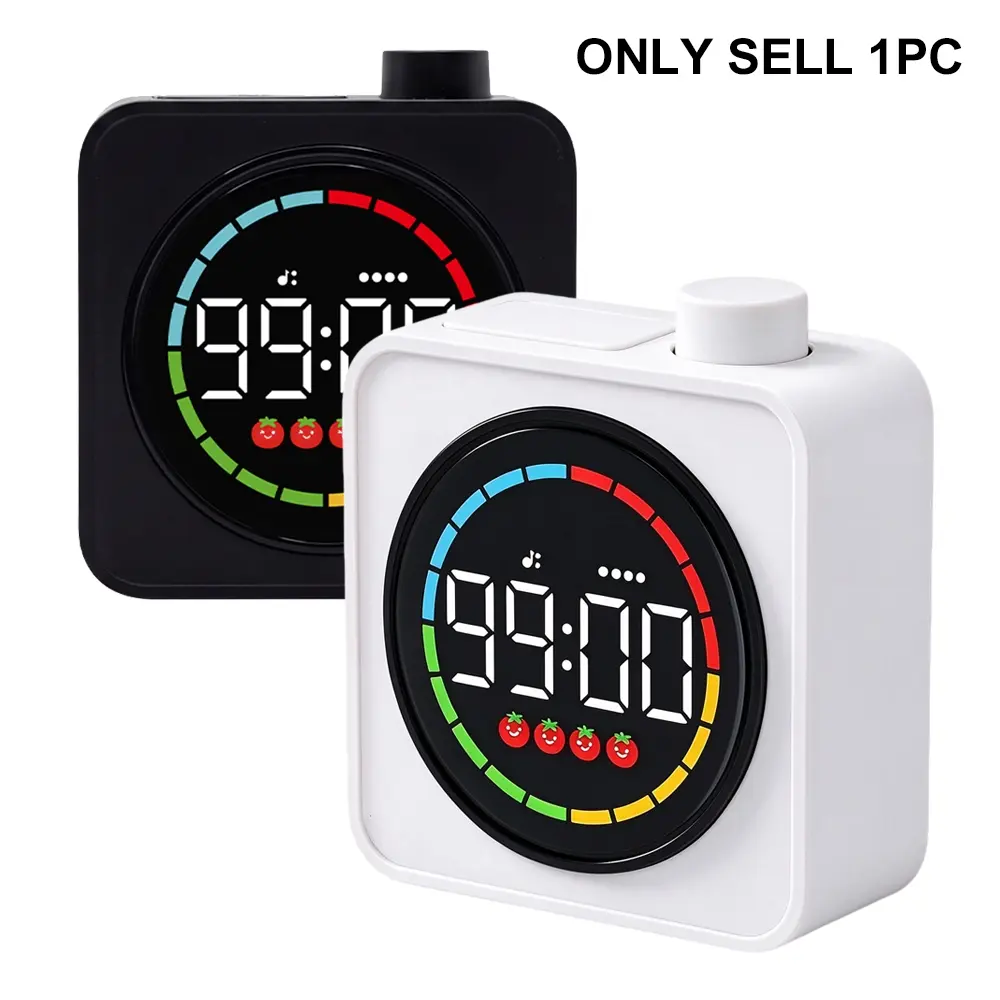 Pomodoro Focus Timer for Productivity, Visual Countdown Timer with 4-Color Time Ring, Silent Tick, One-Click Operation, Magnetic Stand, Rechargeable Digital Timer for Work Study