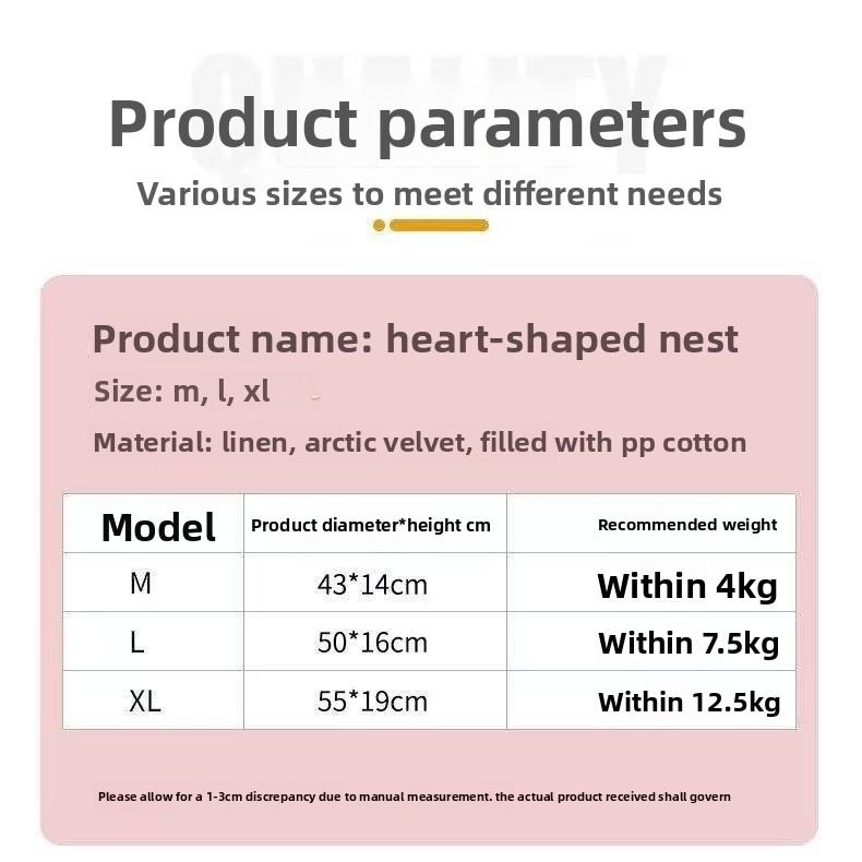 Heart Shaped Semi Enclosed Pet Bed Cute Cat Cave Warm Dog Cushion Nest All Season Universal Cat House Villa for Kitten Puppy