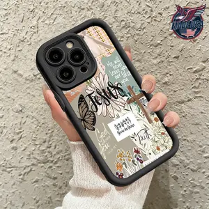 Jesus Faith Cross Butterfly Floral Christian Aesthetic Collage Case for iPhone 17 16 15 14 Pro Max 13 12 11 XR XS Plus Air Slim TPU Cover phone case promax design