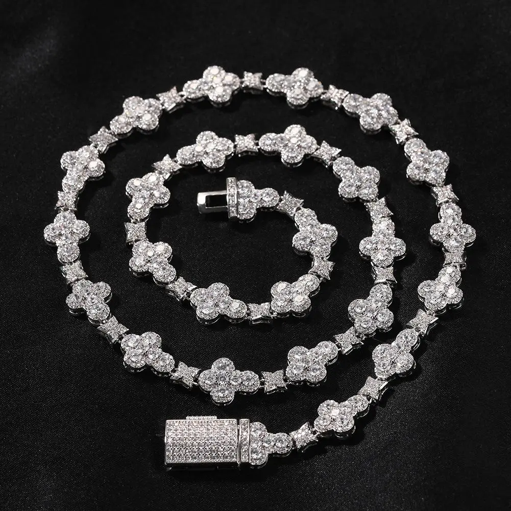 Unisex personalized hip-hop-inspired 10 mm cross emblem necklace (1–97); high-quality zircon inlaid; trendy versatile diamond cross; costume jewelry with white rhinestone crystals; cross emblem necklaces; diamond cross necklaces men's jewelry