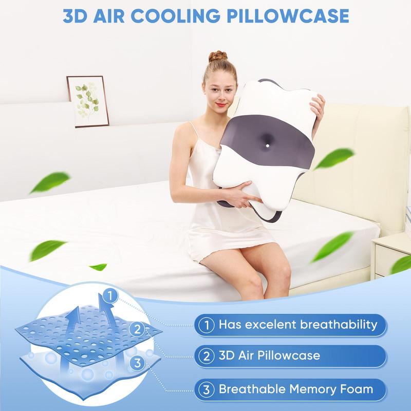 Double-Sided Zoned Contour Neck Pillow - Dual-Height Supportive Memory Foam - Cool-Breathable Pillowcase, Enlarged Armrest Section - Center Groove Design, Ultra-Soft for Side, Stomach & Back Sleepers #TOP PICKS