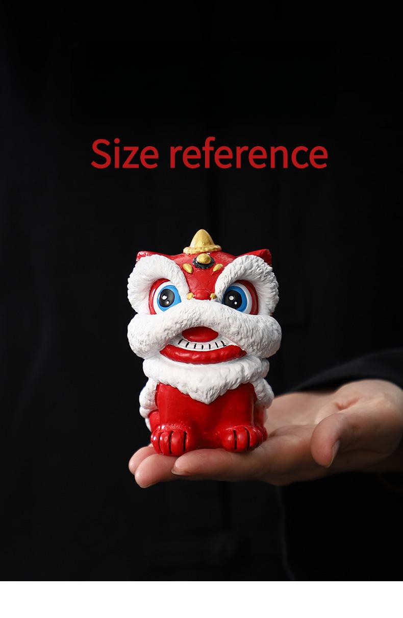 Oriental Red Festive Lion Dance Figurine, Premium Minimalist Desktop Decor, Craft Art, Creative Gift, Birthday Present, Souvenir, Personal Collectible Figurine