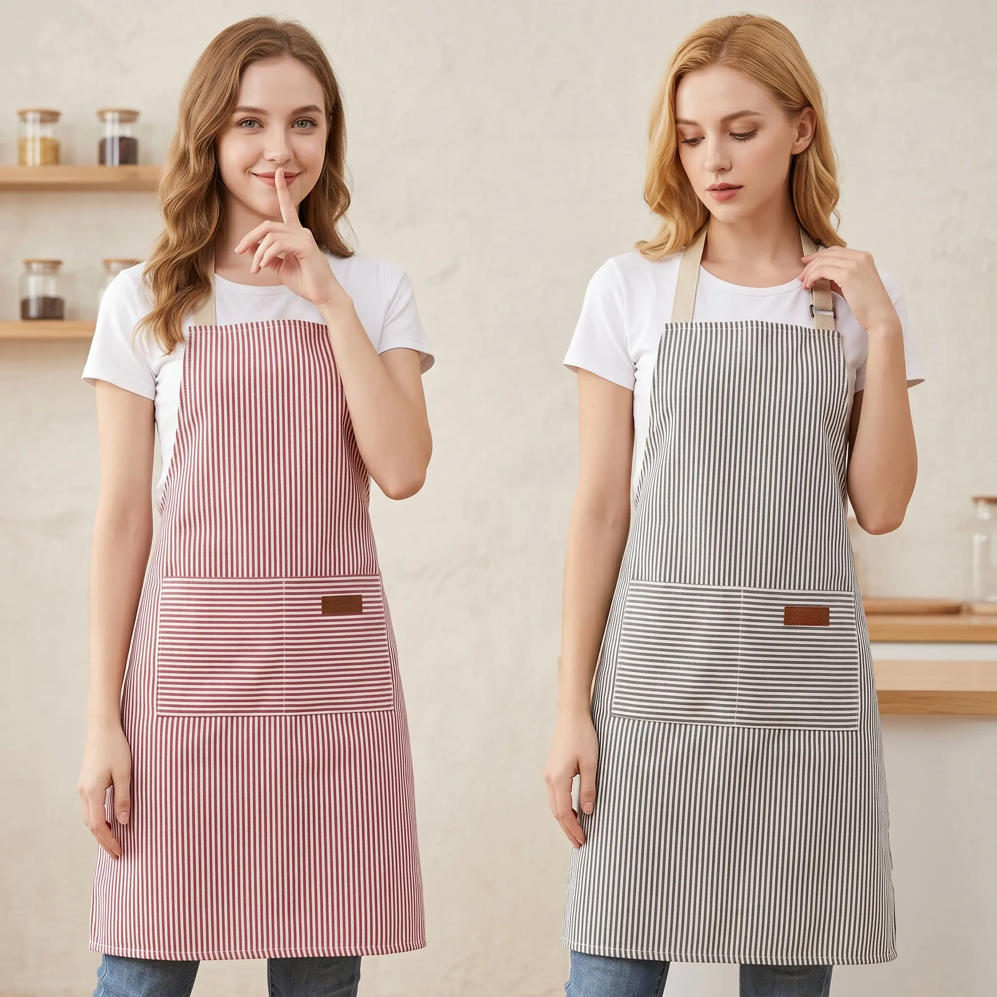 Adjustable Aprons for Women and Men, 2 PCS Kitchen Cooking Chef Aprons with Pockets, Multicolor -YY1, Bib Apron, All-Purpose Aprons
