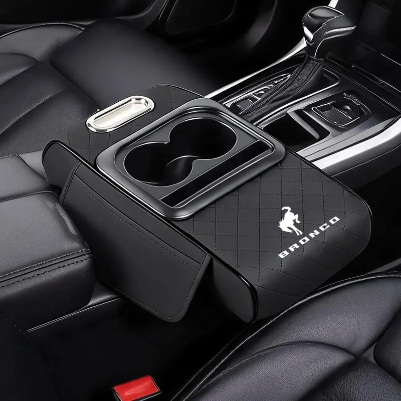 Ford Bronco Armrest Pad, 4-In-1 Central Console Protection, Cup Holder & Tissue Holder, Multi-Functional Car Interior Accessory