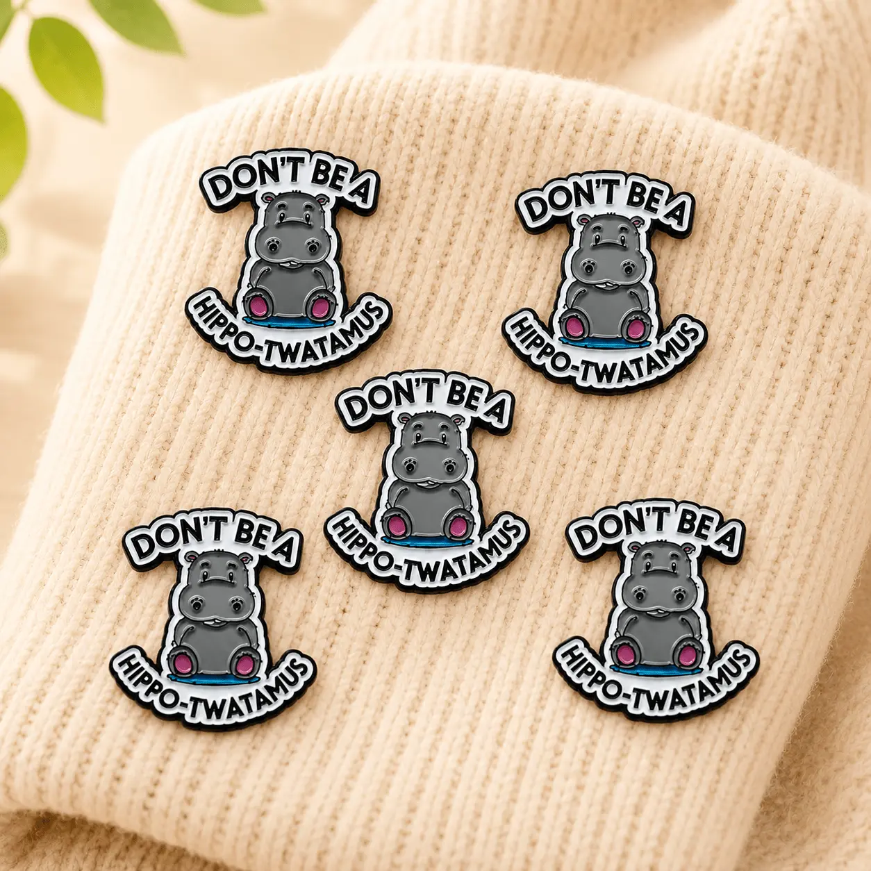 Funny Hippo Brooch Pin, Cute Cartoon Animal Lapel Pin, Humorous Statement Badge for Jacket, Denim, Backpack & Bag, Trendy Everyday Accessory, Funny Gift for Friends
