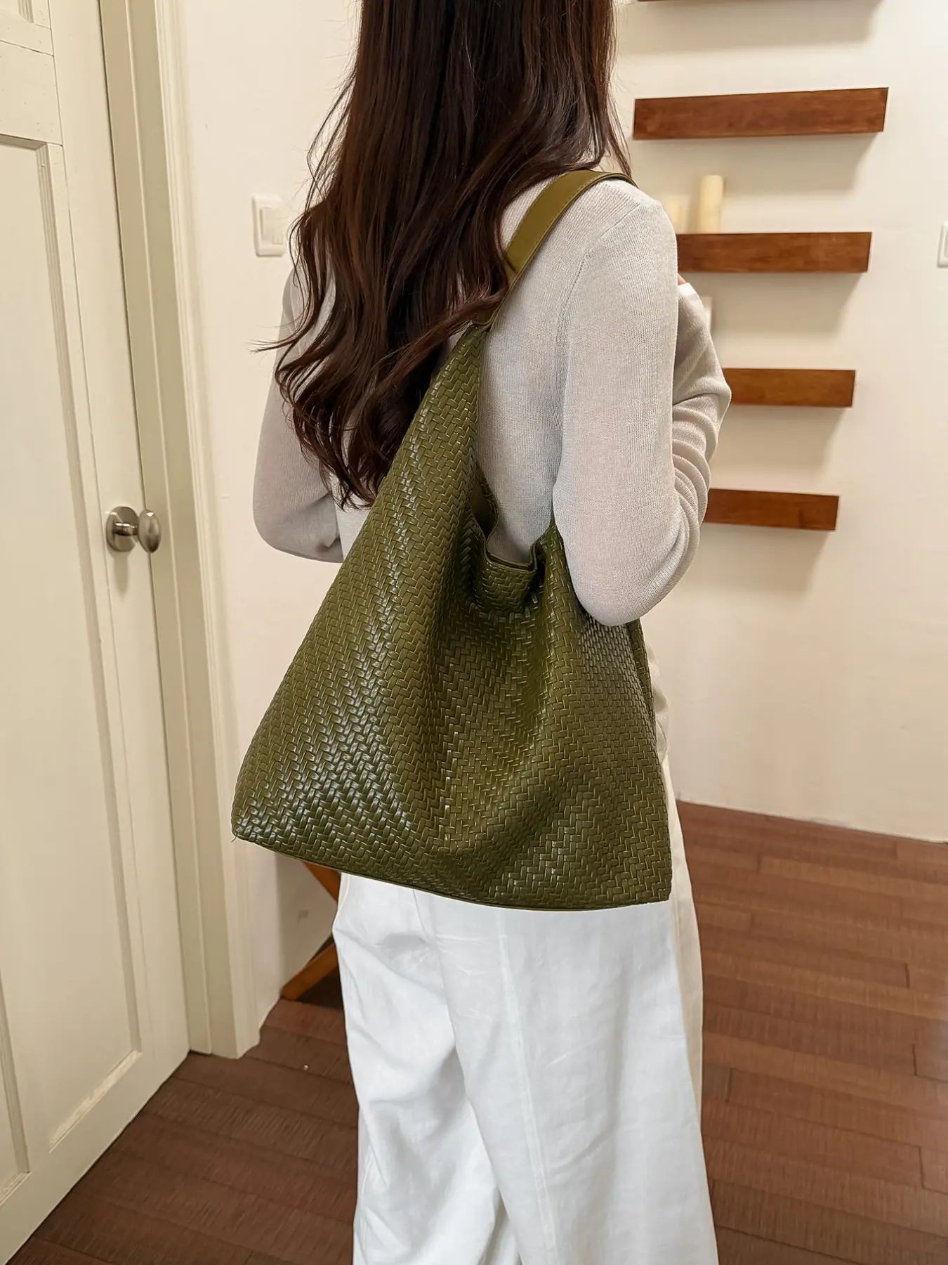 Vintage Dark Woven Hobo Tote Bag, Large Capacity, PU Leather, Crossbody/shoulder Bag, Elegant Women's Handbag, All Seasons