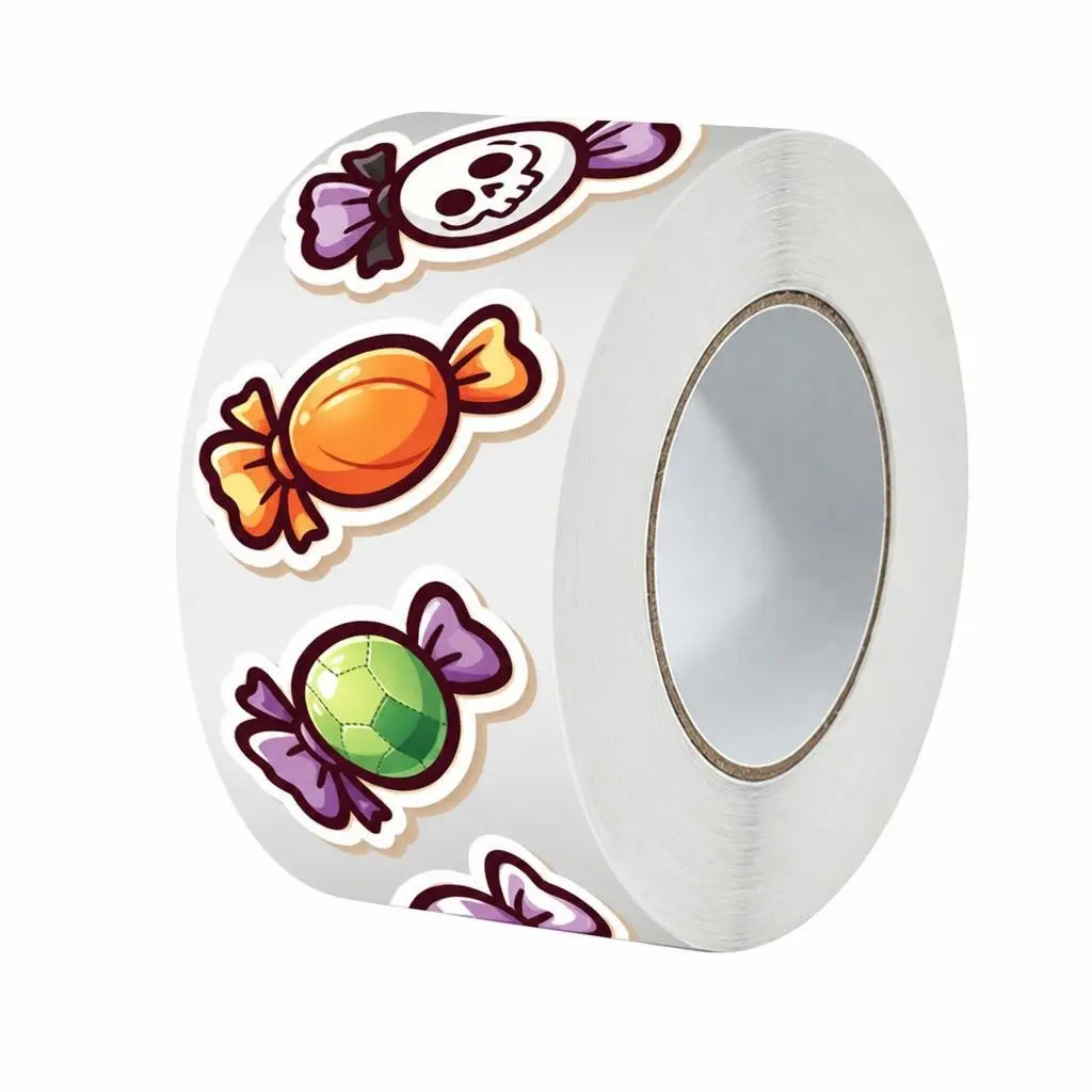 500pcs/roll Halloween Trick or Treat Candy Shaped Self-Adhesive Labels