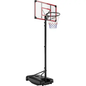 Basketball Hoop Outdoor with 33" PC Backboard, 5.3-8.5 FT Height Adjustable Portable Basketball with Hoops & Goals, Fillable Stable Base & Mobility Wheels, Weather Resistant Outdoor Basketball System for Backyard, Driveway, Court & Indoor Play