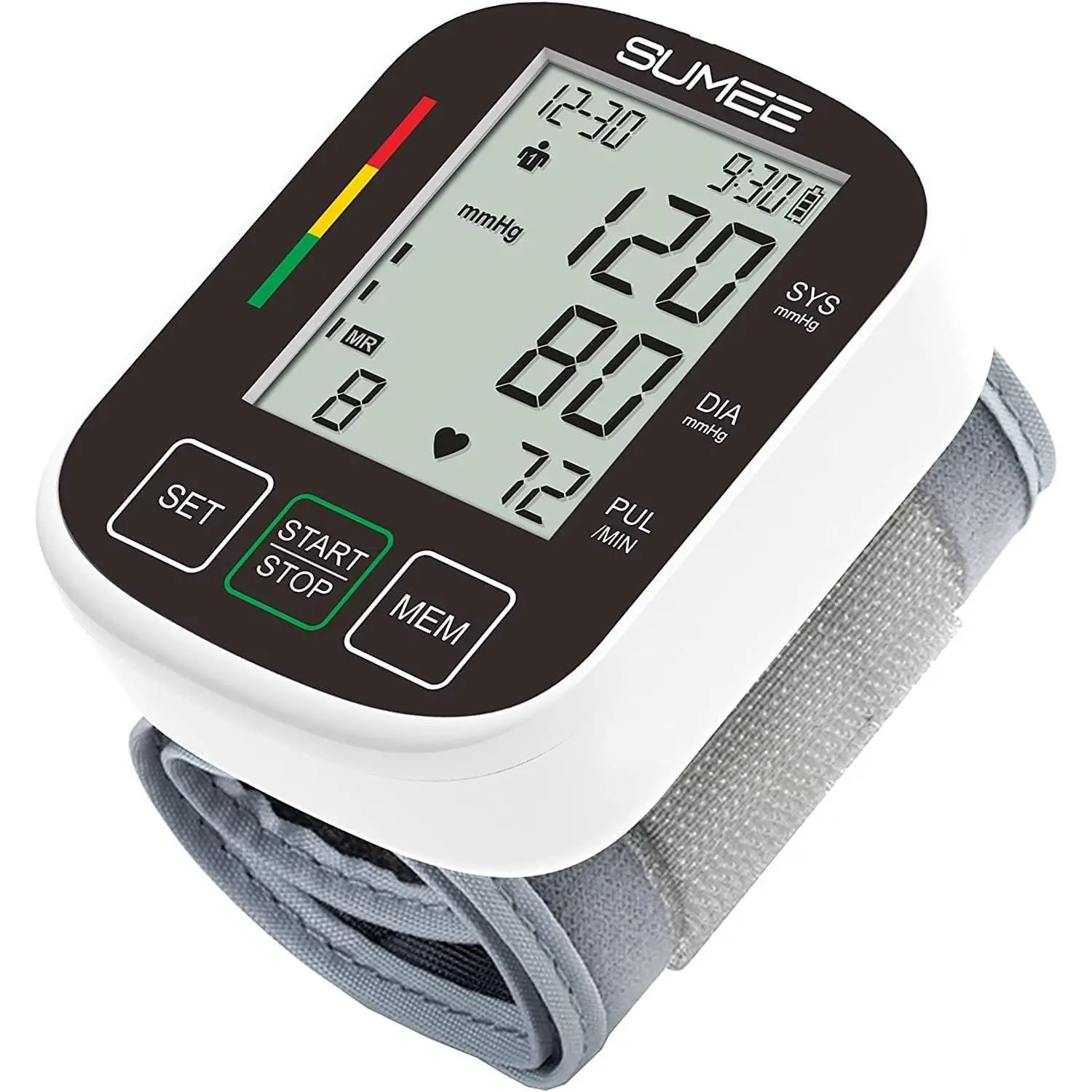 Wrist Automatic Blood Pressure Monitor BP Machine with Large Backlit Display, Heart Rate Monitoring, 2x99 Readings, 5.3-7.7in Adjustable Cuff for Home Use, Includes Carrying Case and 2AAA Batteries, Black