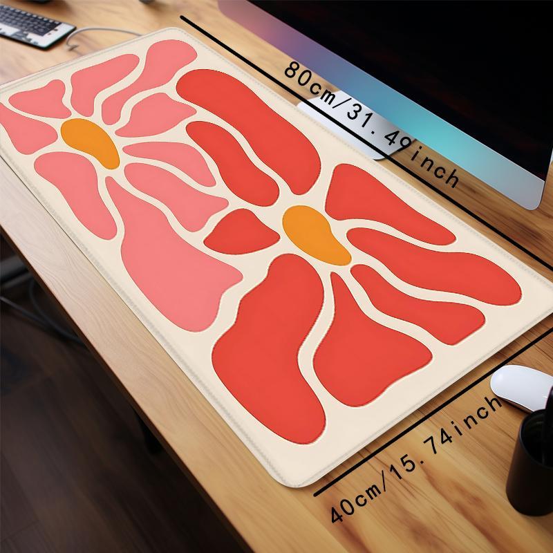 Abstract Flower Pattern Mouse Pad, Geometric Pattern Large Mouse Pad, Natural Rubber Non-slip Keyboard Pad, Desk Mat for Office Home, Desk Accessories