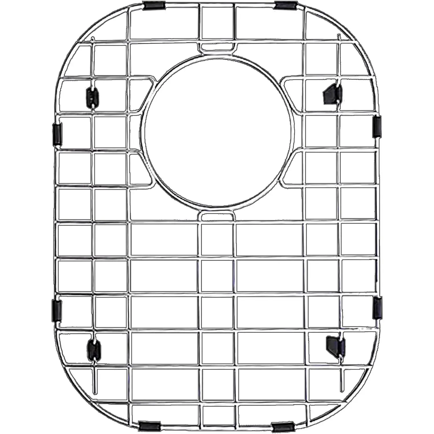 Stainless Steel Kitchen Sink Grid - 11.26x14.5 in Steel Mesh Protector Rack, Rear-Center Drain, Vinyl Coating, for Flat Base Sinks, Protects Surfaces & Aids Water Drainage, Protects Sinks