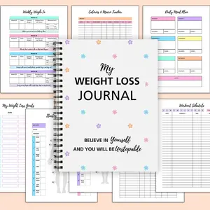 Weight Loss Journal Notebook, 1 Count Daily & Weekly Exercise & Diet Log, Personal Organizer, Wellness Planner, Stay Motivated and Confident, Set Your Goal Weight and Achieve It