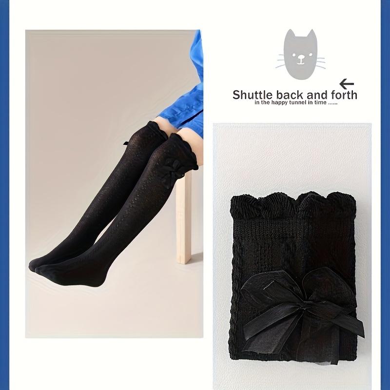 girl Long Stockings with Bow Decoration Soft Gradient Texture Tights Comfortable All Seasons for Daily Special Occasions
