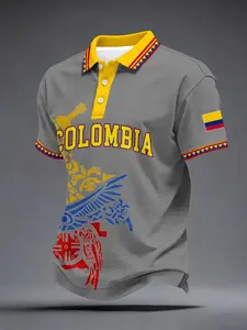 Men's Colombia Ethnic Art Print Polo Shirt, Cultural, Breathable Short Sleeve, Comfortable Casual Top, Sport Golf Polo, Parrot Pattern