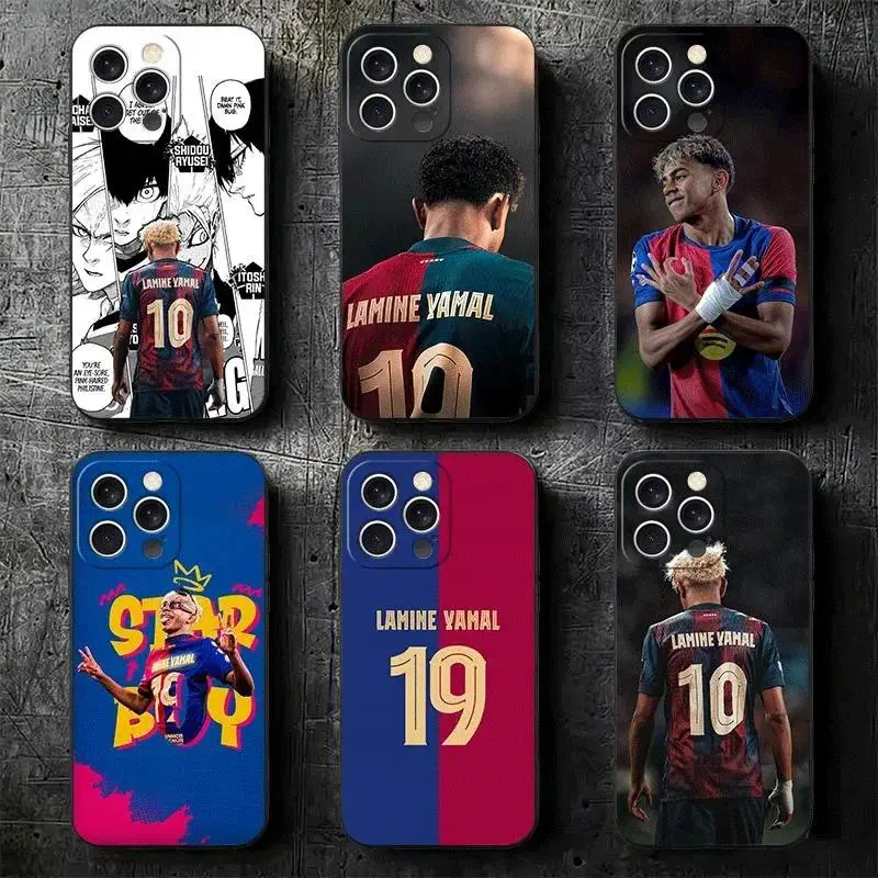 Football Star L-Y TPU Silicone Protector Soft Black Cellphone Casing, Durable Slim-Fit Customized Back CoverSuitable for iPhone 17-11 Pro Max/Plus and  Samsung Galaxy S23-25