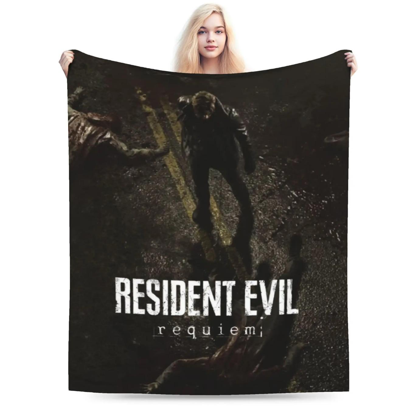 Resident Evil 9 Requiem Leon Inspired Game Throw Blanket Ultra Soft Cozy Plush Gaming Blanket for Sofa Bedroom Living Room Bedding Multiple Sizes Horror Game Fan Gift