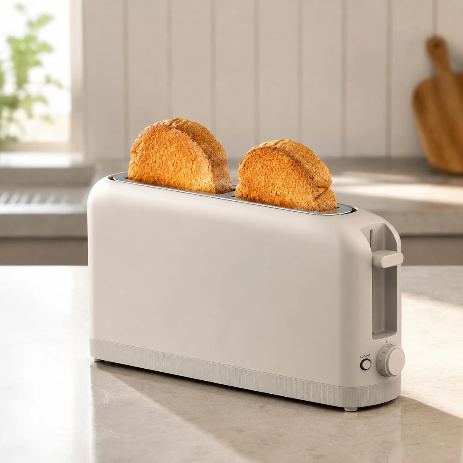 Fits-Anywhere 2-Slice Slim Toaster, Long Slot & Extra Wide, OatmilkGift