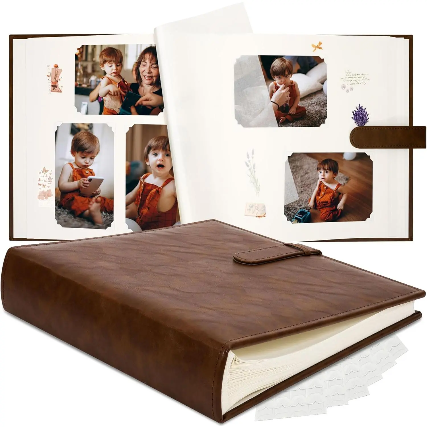 Vienrose Scrapbook Photo Album, 12x12 Inches, 60 Pages, Dark Brown| Premium DIY Scrapbooking with Writing Space, Faux Leather Photo Book for Wedding Family Baby Travel Graduation