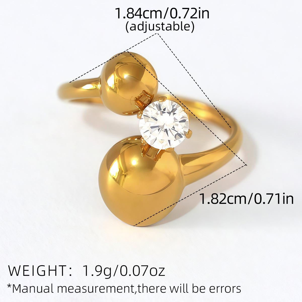 1pc 18K Gold Plated Zircon Flower Open Ring for Women, Stainless Steel Minimalist Summer Adjustable Jewelry, Everyday Wear Party Gift for Girlfriend Mom Friend Gold-Plated Striped Couple Stacking
